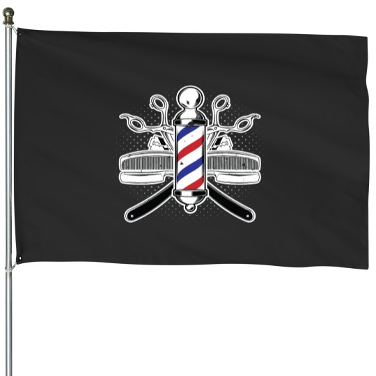 Discover Barber Get Faded Shop Owner Hair Cutter Stylist beautician116 hairdresser House Flags