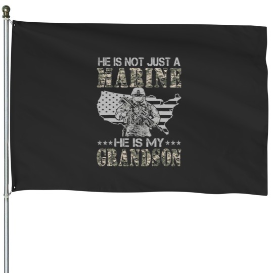 Discover my grandson is a marine proud grandma proud grandpa House Flags