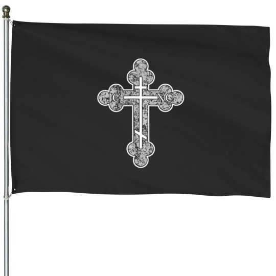 Discover eastern orthodox christian cross icxc jesus side House Flags