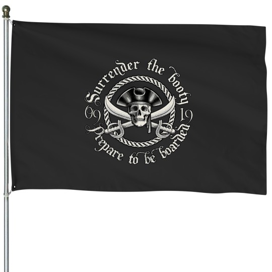Discover Surrender The Booty Funny Pirate Vintage House Flags