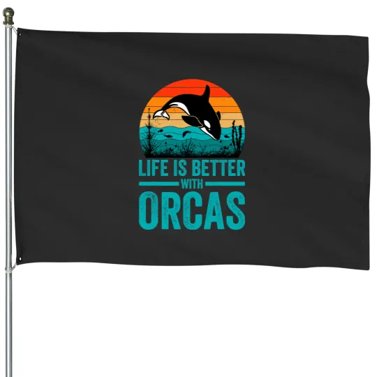 Discover Whales Life Is Better With Orcas Killer Whale Vintage Orca Lovers House Flags