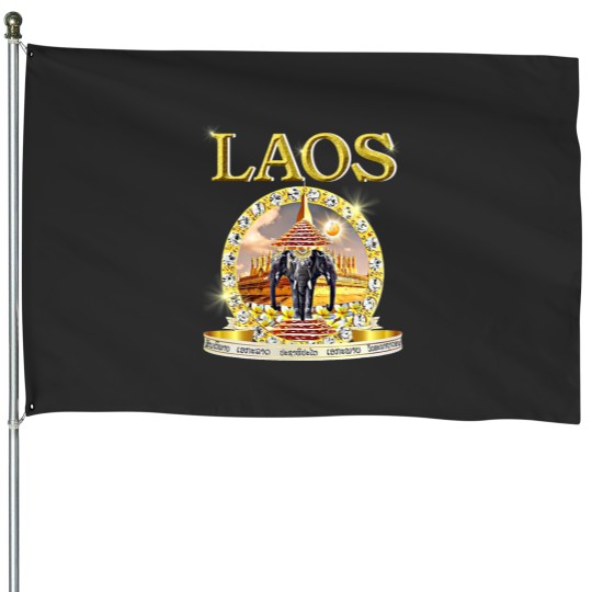 Discover Elephants Lover Laotian 3 Headed Elephant Erawan Buddhist Laos House Flags