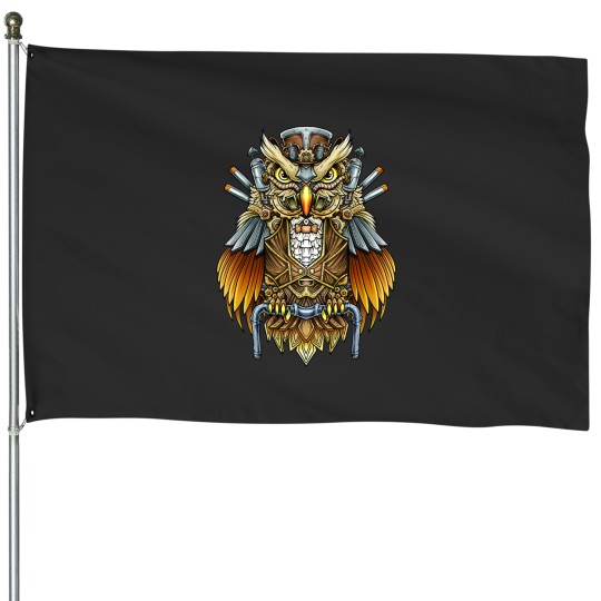 Discover Victorian Steampunk Owl Art Lover House Flag