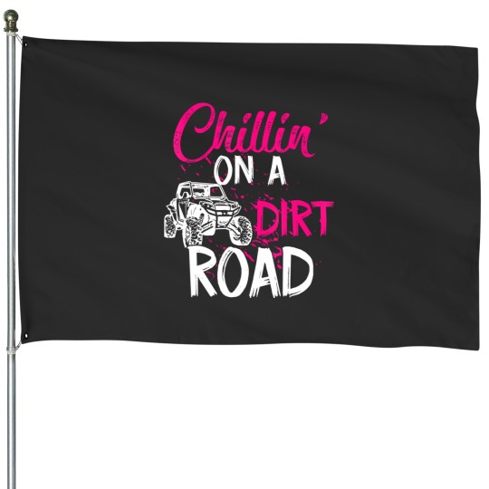 Discover utv girls chillin on dirt road sxs side by side funny House Flags