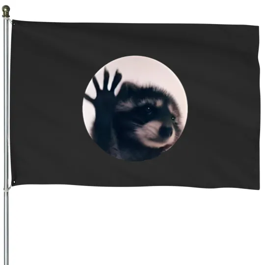 Discover Raccoon Pedro House Flags