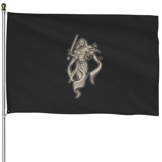 Discover Lady Justice Classic House Flags