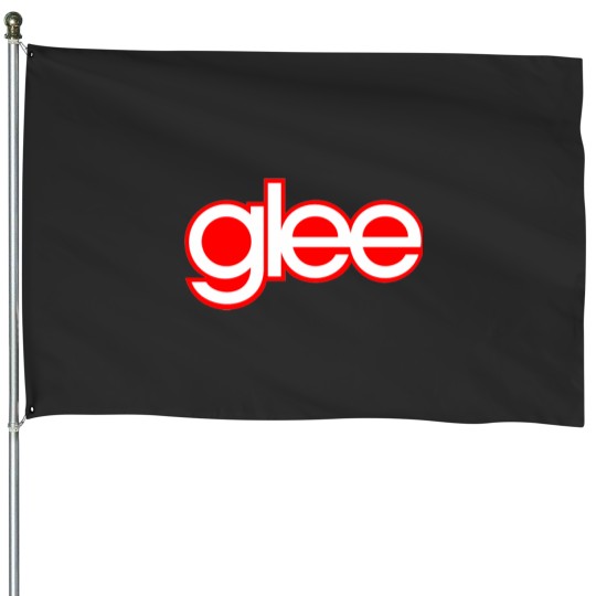 Discover Glee logo red and white Fitted House Flags