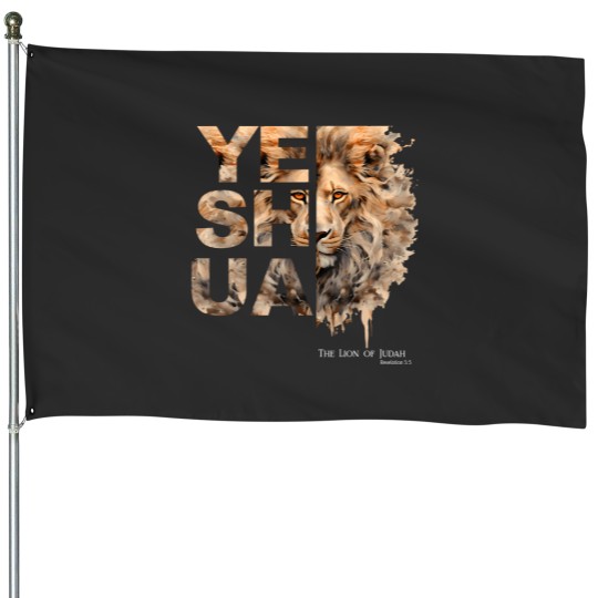 Discover yeshua, lion of judah, jesus, god, bible verse, revelation House Flags