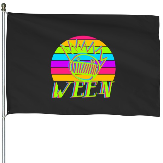 Discover WEEN 80s Neon Sunset House Flags