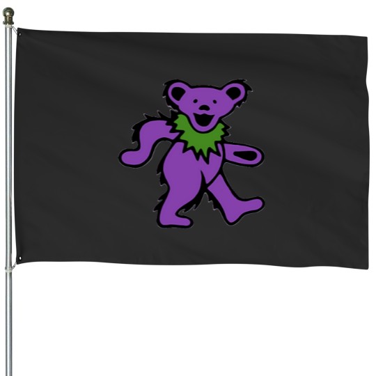 Discover Grateful Bear Dead Purple House Flags