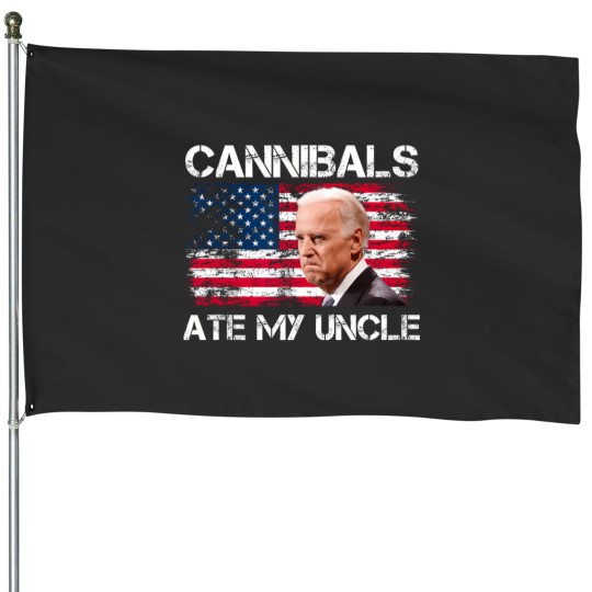 Discover cannibals ate my uncle us flag biden vinatge House Flags