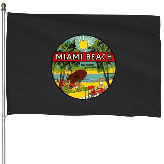 Discover Miami Beach Florida Vintage Travel Decal 3 House Flags