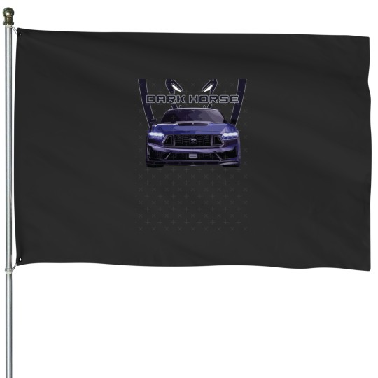 Discover 7th gen COYOTE s650 dark horse Mustang GT 5.0L V8 BLUE EMBER House Flags