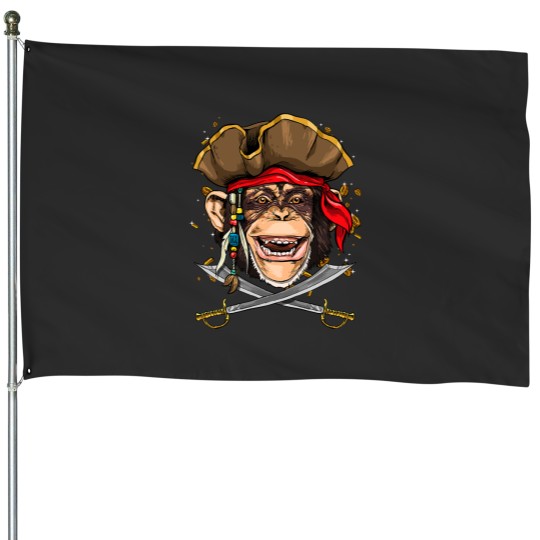 Discover Pirate Monkey Lover Jolly Roger Flag House Flag