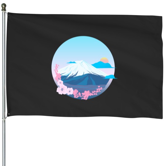 Discover Cherry Blossom and Mountain Fuji Active House Flags