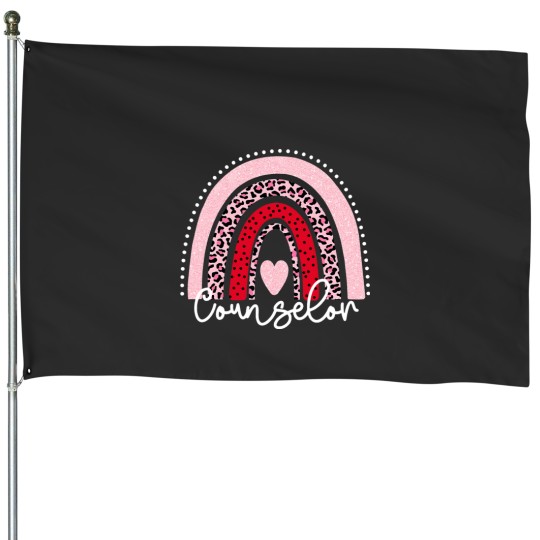 Discover Teacher Job Leopard Rainbow Valentines Day Heart Teacher Counselor House Flags