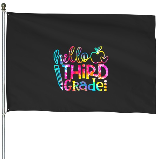 Discover Teacher Job Tie Dye Hello 3rd Grade Teacher Student Back To School House Flags