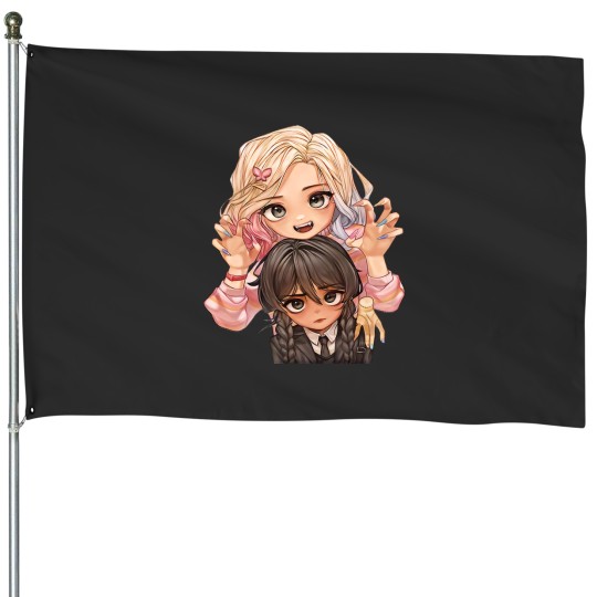 Discover Wednesday Addams - Jenna Ortega and Emma Myers House Flags