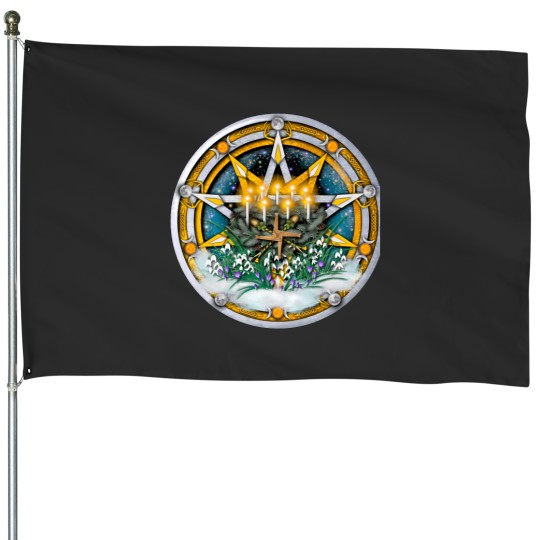 Discover Sabbat Pentacle For Imbolc First Signs Of Spring House Flags