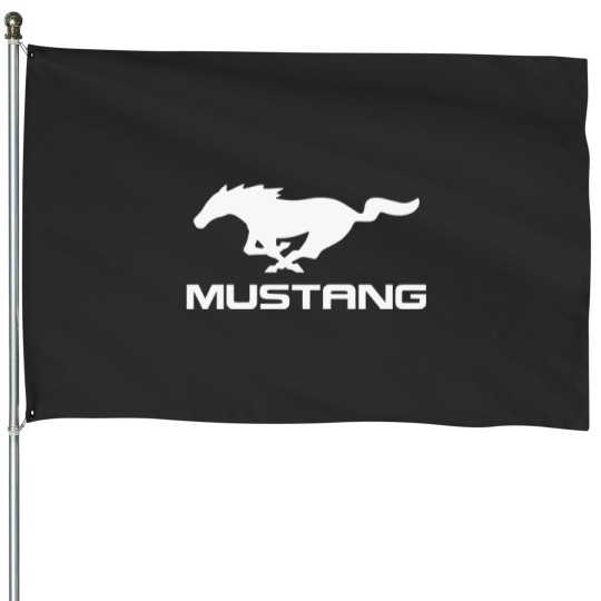 Discover White Mustang Logo House Flags