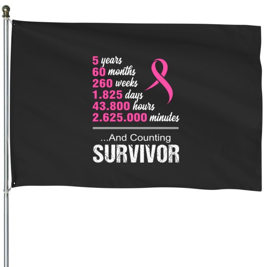 Discover i'm a survivor 5 years 60 months and counting breast cancer House Flags