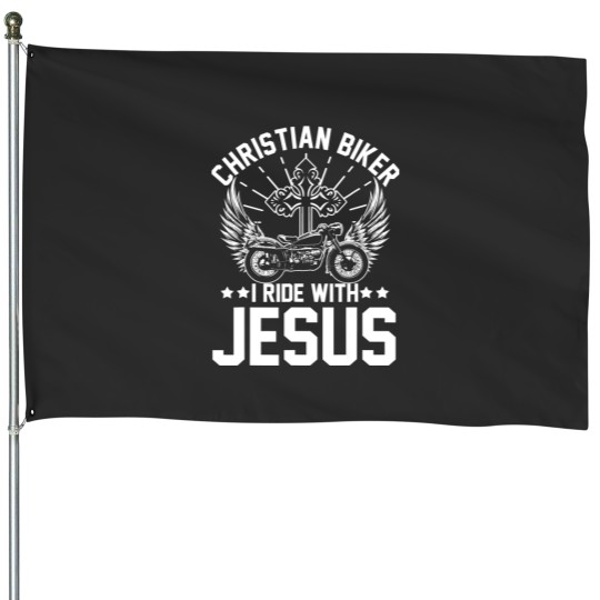 Discover Christian Biker I Motorcycle LoverRide With Jesus Christ House Flags