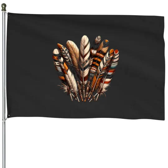 Discover southwest native american indian feather House Flags