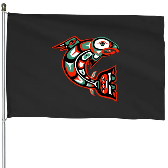 Discover Haida art Native American Style Salmon Totem House Flags