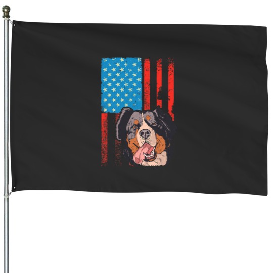 Discover USA American Flag Patriotic Dog Bernese Mountain House Flags