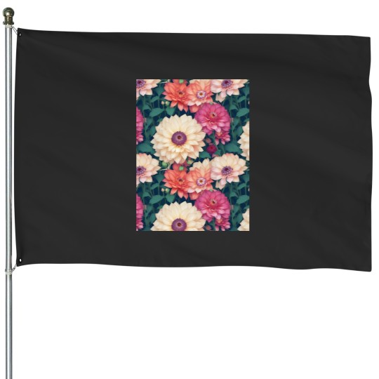 Discover Blossoming Garden Haven Graphic House Flags