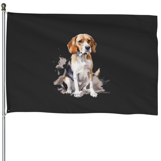 Discover Beagle Beagle Watercolor Style House Flags