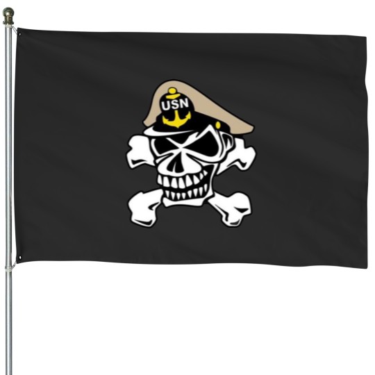 Discover Navy Chief Skull House Flags
