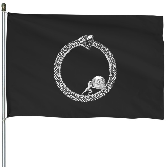 Discover Sisyphus in an Ouroboros snake - Unisex PhilosophyFor Existentialists House Flags