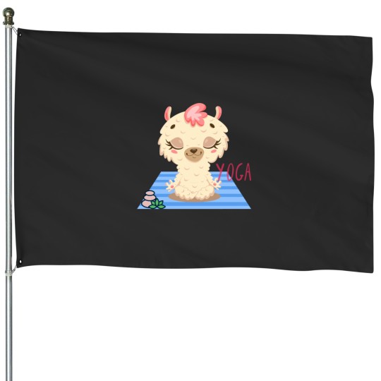 Discover Baby Llama Easy Yoga Bliss Design for wild animal lovers and yoga lovers you know. Active House Flags