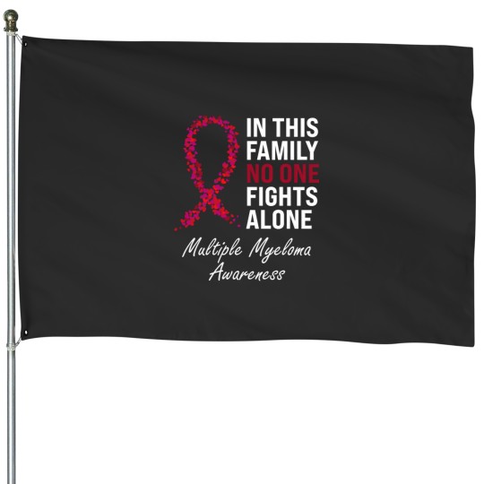 Discover Multiple Myeloma Awareness Burgundy Ribbon Family House Flags