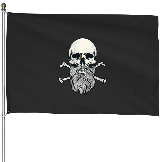 Discover Bearded Skull and Crossbones Pirate Beard Mens House Flags