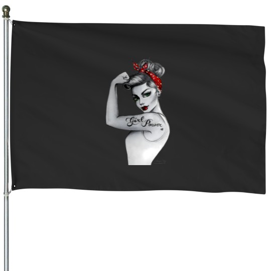 Discover girl power modern rosie the riveter pin up art by anne cha House Flags