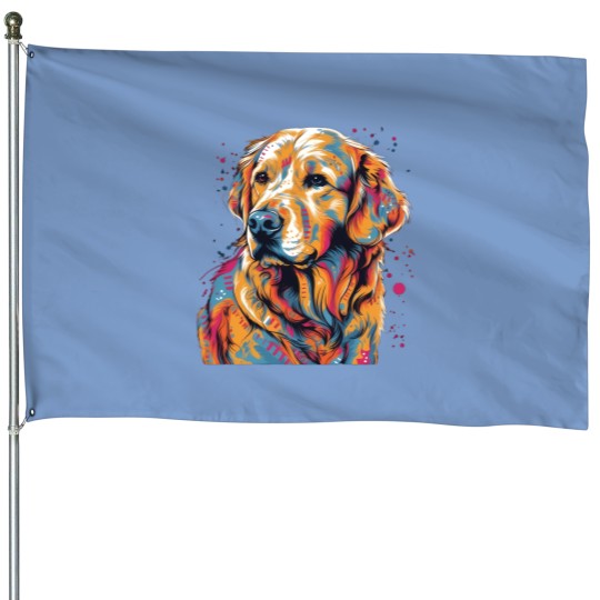 Discover Golden Retriever Dog House Flags