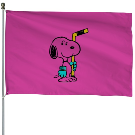 Discover Snoopy Ice Hockey House Flags