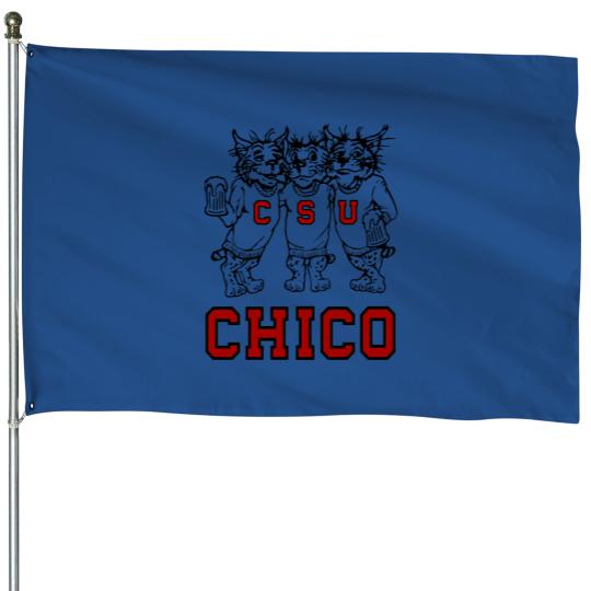 Discover Chico State Vintage Drinking Wildcats Logo House Flags