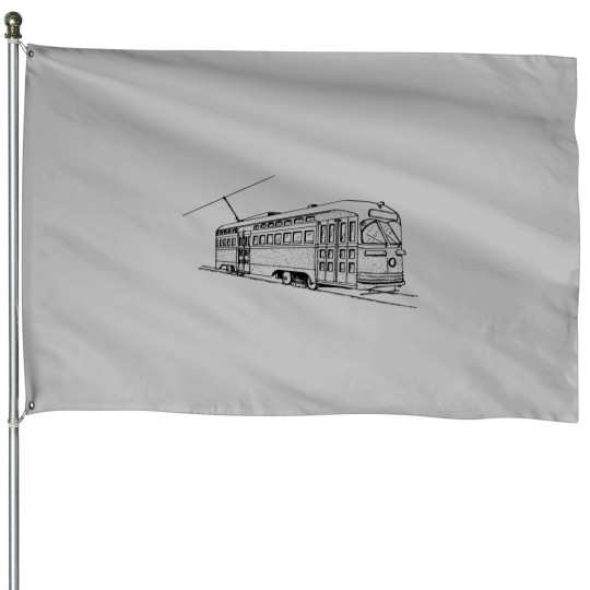 Discover Tram Railroad car Train San Francisco House Flags