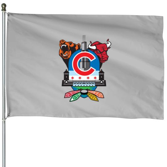 Discover Chicago Sports Fan House Flags