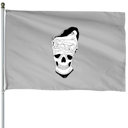 Discover LARGE TRIPLE SKULL GIRL House Flags