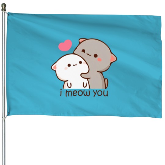 Discover Peach and goma mochi cat House Flags