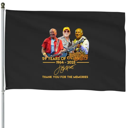 Discover Vintage Jimmy Buffett 59 Years Anniversary 1964 - 2003 House Flags