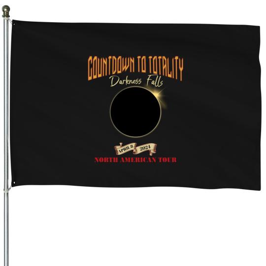 Discover Total Solar Eclipse House Flags April 8th 2024, Rock Concert Tour House Flags with Path of Totality Cities