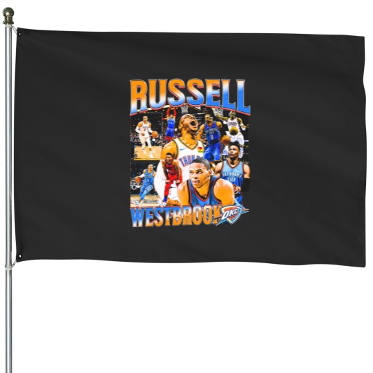Discover Russell Westbrook OKC Vintage House Flags, Russell Westbrook Fan Tees, Basketball House Flags