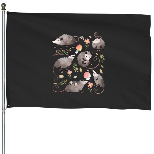 Discover Cottage Core Possum Print House Flag - Adorable Opossum Home Decor
