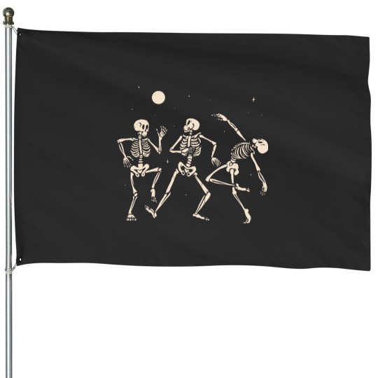 Discover Vibing dancing skeletons House Flags
