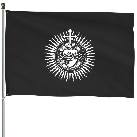 Discover Sacred Heart of Jesus Catholic Traditional Latin Mass Art House Flags